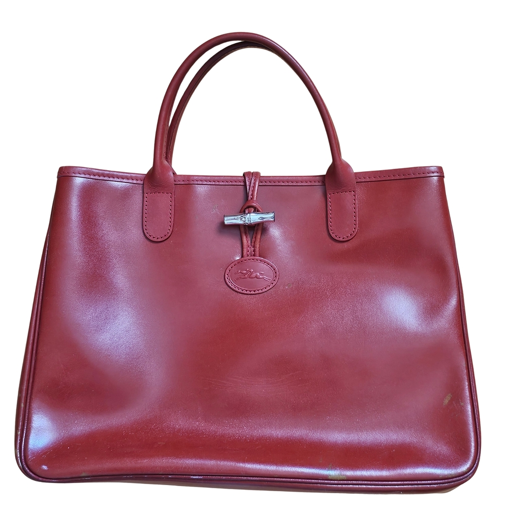 Longchamp Red Leather Tote Bag